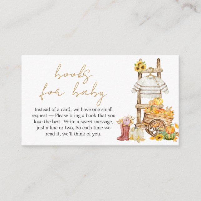 Little Pumpkin Rustic Baby Shower Books for Baby Enclosure Card (Front)