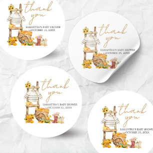 Little Pumpkin Rustic Baby Shower Classic Round Sticker