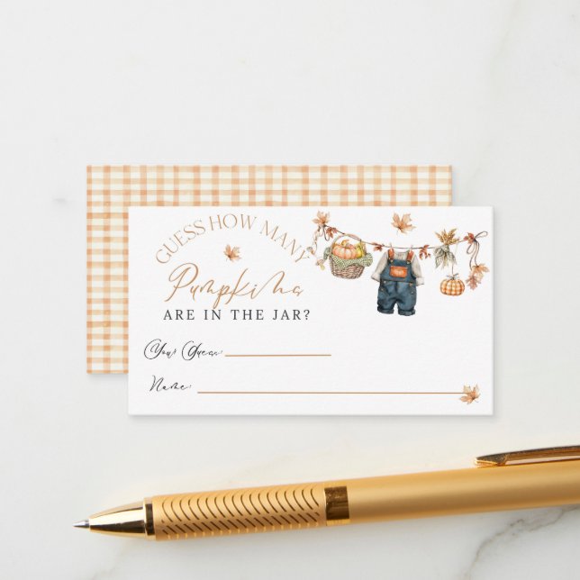 Little Pumpkin Rustic Baby Shower game card (Front/Back In Situ)