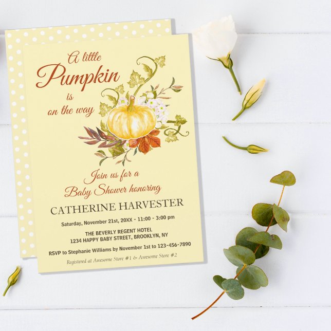 Little Pumpkin Rustic Fall Baby Shower Invitation (Creator Uploaded)