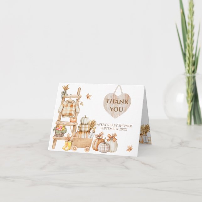 Little Pumpkin Rustic Farm Baby Shower Diaper Thank You Card (Front)