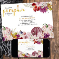 Little Pumpkin Rustic Floral Girls Birthday