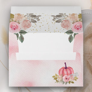 Little Pumpkin Rustic Pink Watercolor Floral Envelope