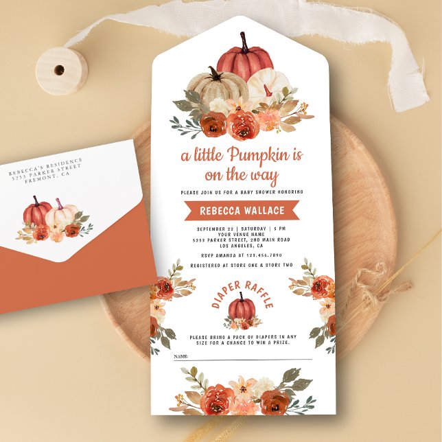 Little Pumpkin Rustic Terracotta Baby Shower All In One Invitation (Creator Uploaded)