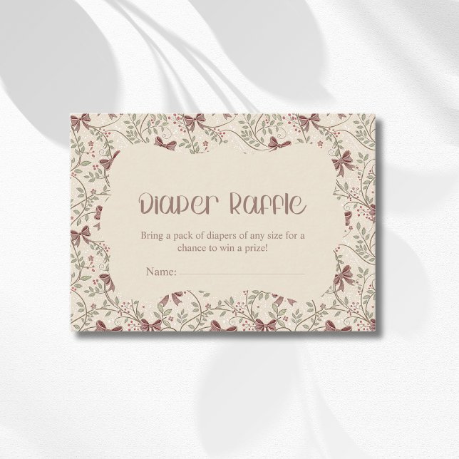 Little Pumpkin Sage Leaves Bow Diaper Raffle Enclosure Card (Creator Uploaded)