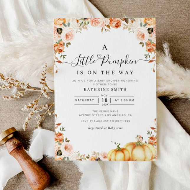 little pumpkin script baby shower invitation (Creator Uploaded)