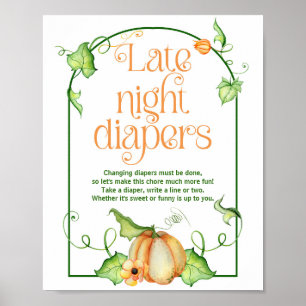 Little Pumpkin Shower Late Night Diapers Game Sign