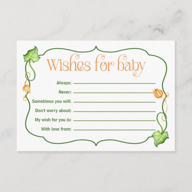 Little Pumpkin Shower Wishes for Baby Activity Advice Card (Front)