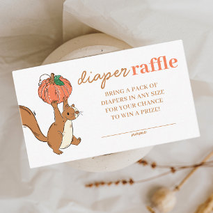 Little Pumpkin Squirrel Diaper Raffle Baby Shower Enclosure Card