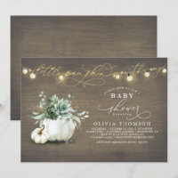 Little Pumpkin Succulents Rustic Fall Baby Shower 