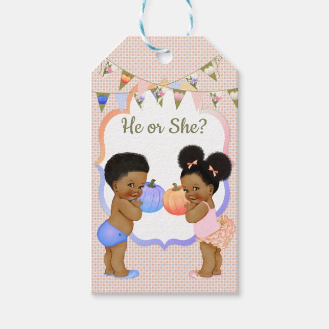 Little Pumpkin Thank You Gift Tag Dark Puffs (Front)