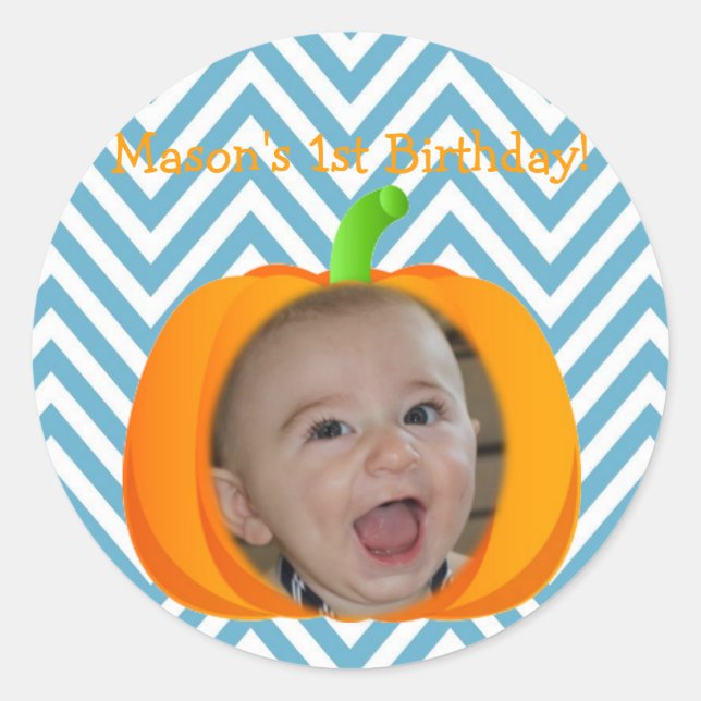Little Pumpkin Themed 1st Birthday Sticker (Front)