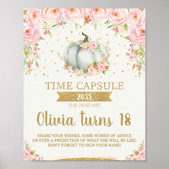 Little Pumpkin Time Capsule Poster Sign (Front)