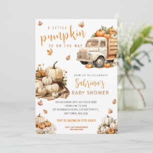 Little Pumpkin Truck Baby Shower Invite Fall Theme