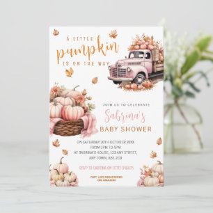 Little Pumpkin Truck Baby Shower Invite PINK Girls