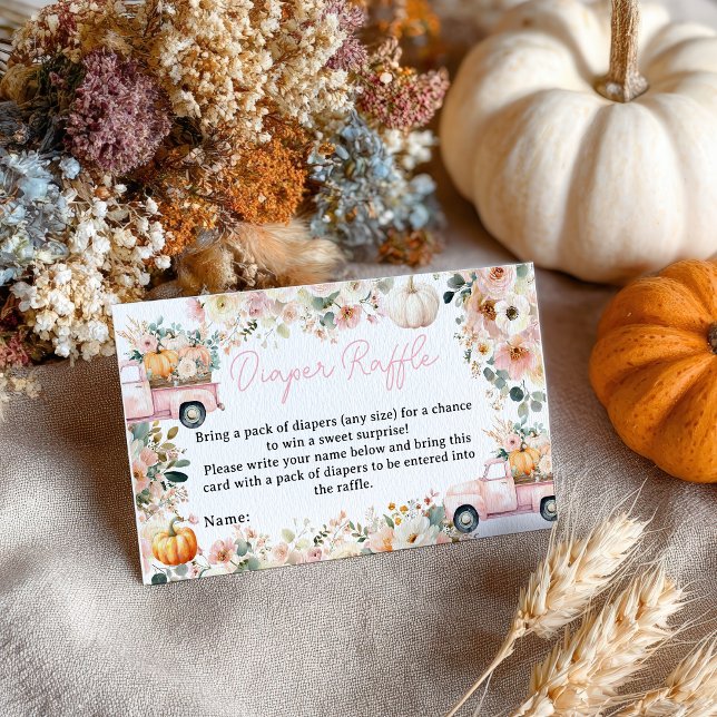 Little Pumpkin Truck Diaper Raffle Baby Shower Enclosure Card (Little Pumpkin Truck Diaper Raffle Baby Shower Enclosure Card)