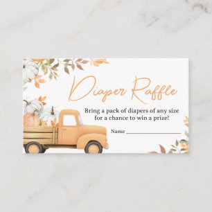 Little Pumpkin Truck Fall Baby Diaper Raffle Enclosure Card