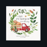 Little Pumpkin Truck Fall in Love Baby Shower Napkin<br><div class="desc">♥ This paper napkins are a great addition to your party! Little Pumpkin theme.★ Easily PERSONALIZE this design with your details! ★ If you need coordinating MATCHING ITEMS, please check our matching collection or shop. Do you have any questions about our designs or if you can't find what you are...</div>