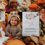 Little Pumpkin Turning One Birthday Thank You Card<br><div class="desc">This charming card,  adorned with a sweet pumpkin design,  is the perfect way to thank guests for celebrating your little one's first birthday. Personalise it with your message to make your appreciation extra special,  leaving a lasting impression after your autumn-themed celebration.</div>