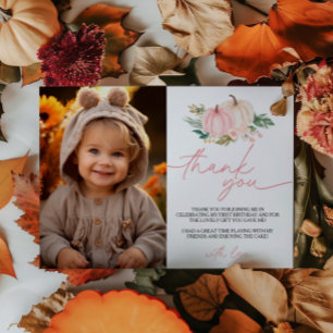 Little Pumpkin Turning One Birthday Thank You Card