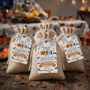 Little Pumpkin Turning One Halloween 1st Birthday Gift Tags