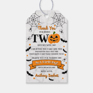 Little Pumpkin Turning Two Halloween 2nd Birthday Gift Tags