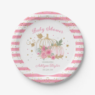 Little Pumpkin Twin Girl Baby Shower Paper Plate