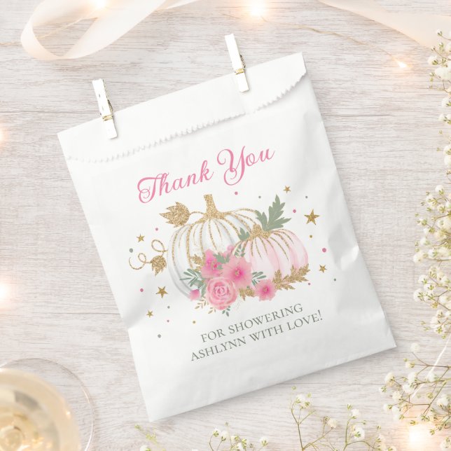Little Pumpkin Twin Girl Baby Shower Thank You Favour Bags (Clipped)
