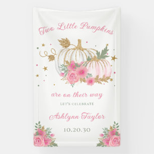 Little Pumpkin Twin Girl Baby Sprinkle Banner