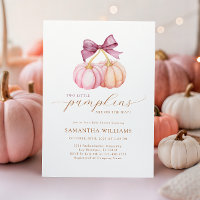 Little Pumpkin Twins Baby Shower Invitation