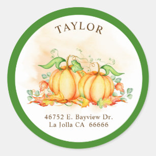 Little Pumpkin Twins Green Return Address Labels