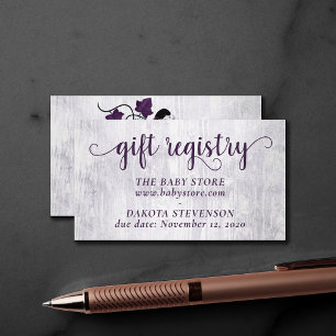 Little Pumpkin   Violet Purple Rustic Registry Enclosure Card