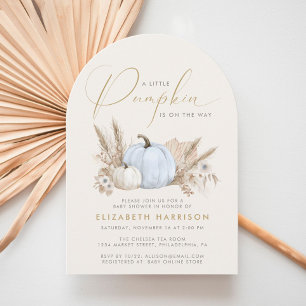 Little Pumpkin Watercolor Baby Boy Shower Arch Invitation