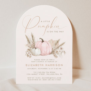 Little Pumpkin Watercolor Baby Girl Shower Arch Invitation