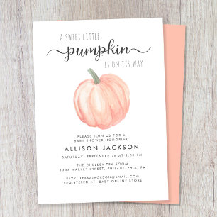 Little Pumpkin Watercolor Baby Shower Invitation