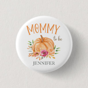 Little Pumpkin Watercolor Baby Shower Mummy to be 3 Cm Round Badge