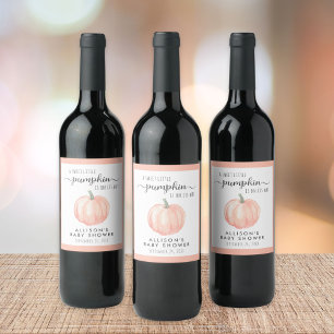 Little Pumpkin Watercolor Baby Shower Wine Label