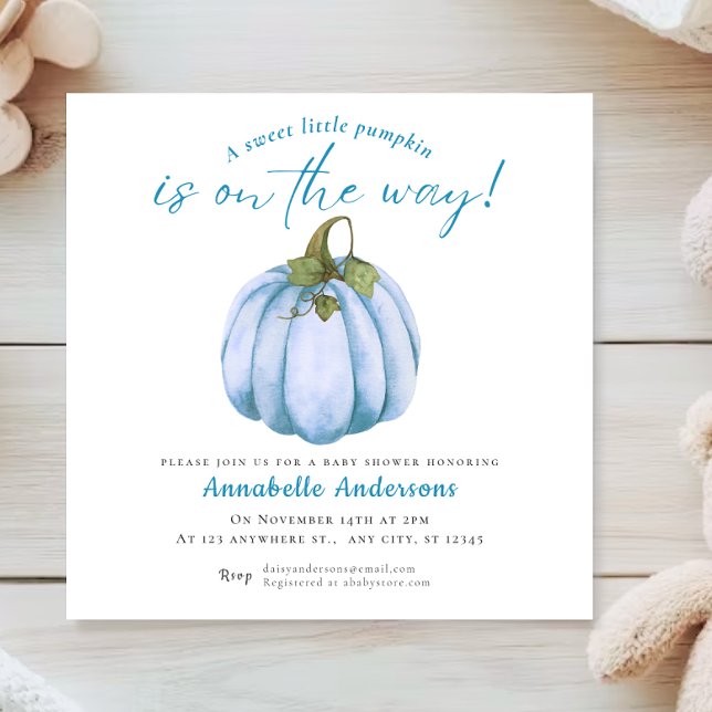 Little Pumpkin watercolor Boy Baby shower Invitation (Creator Uploaded)