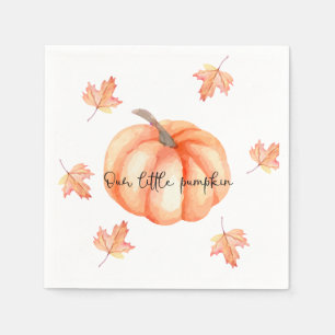 Little Pumpkin Watercolor Fall Leaves Napkin