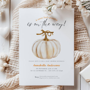 Little Pumpkin watercolor Neutral Baby shower Invitation