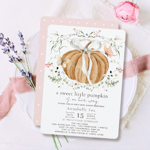 Little Pumpkin Wildflowers Butterflies Baby Shower Invitation