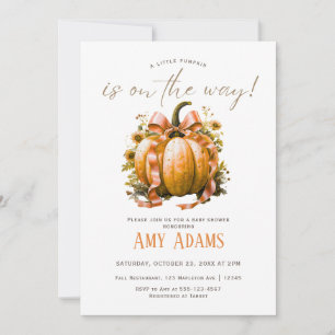 Little Pumpkin with Ribbon Babyshower Invitation