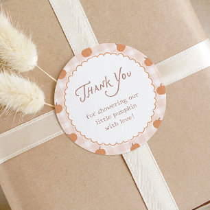 Little Pumpkins Fall Gingham Baby Shower Thank You Classic Round Sticker