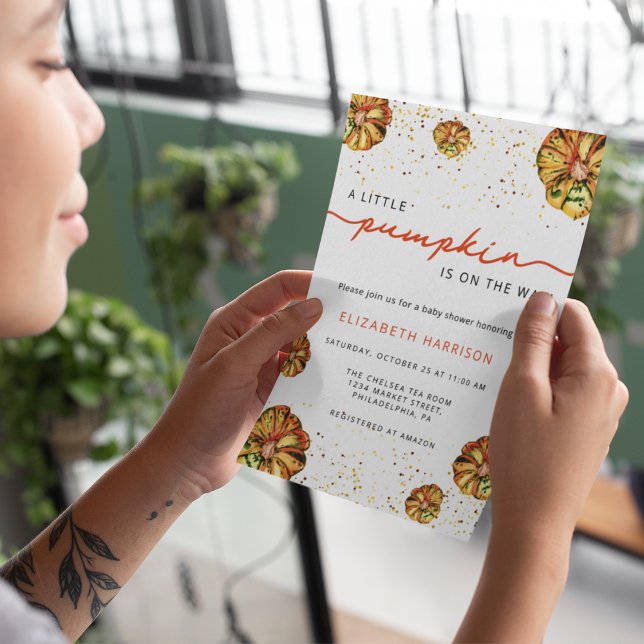 Little pumpkins is on the way baby shower invitation (Creator Uploaded)