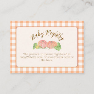 Little Pumpkins Orange Gingham Baby Registry Enclosure Card