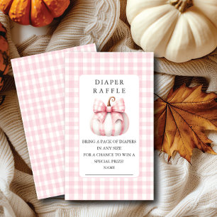 Little Pumpkin's Pink Gingham Diaper Raffle Ticket Enclosure Card
