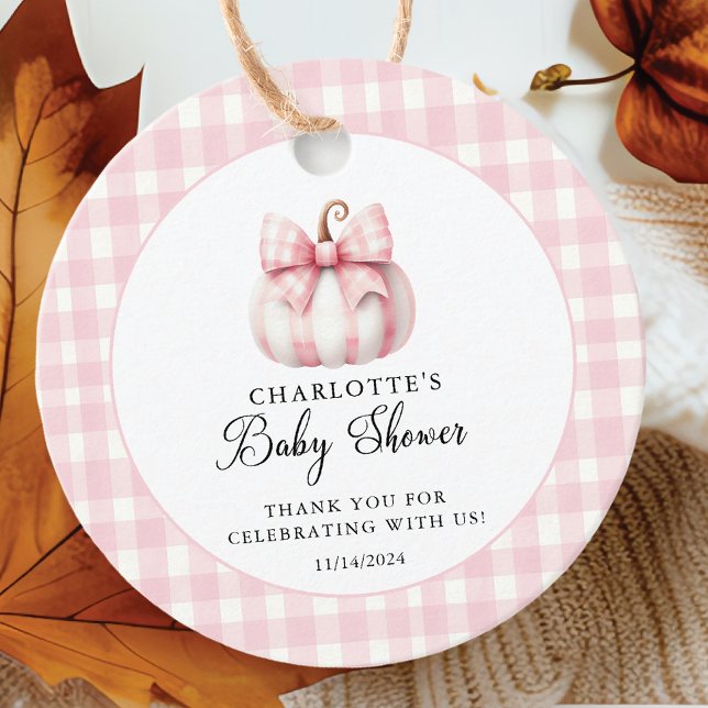 Little Pumpkin's Pink Gingham Favour Tags (Creator Uploaded)