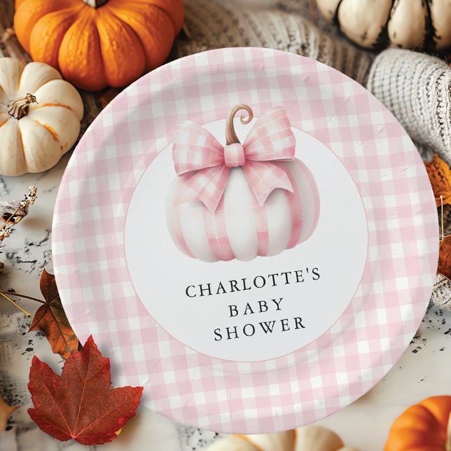 Little Pumpkin's Pink Gingham Paper Plate (Creator Uploaded)