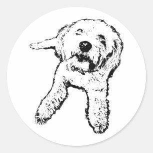 Little Pup Laying Dog Black & White Sticker