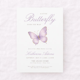 Little Purple Butterfly On The Way Baby Shower Invitation